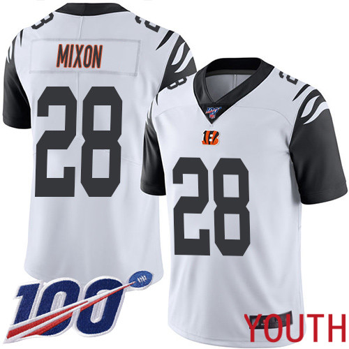 Cincinnati Bengals Limited White Youth Joe Mixon Jersey NFL Footballl #28 100th Season Rush Vapor Untouchable